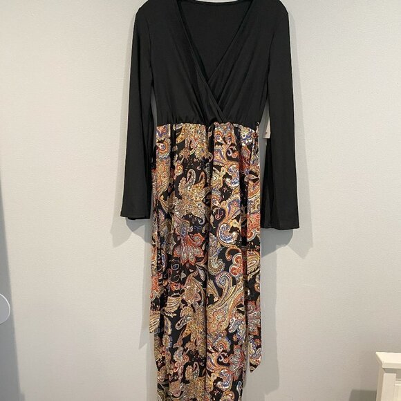 Paisley Print Belted Jumpsuit Boho Chic Streetwear - Size 6 - Picture 1 of 7